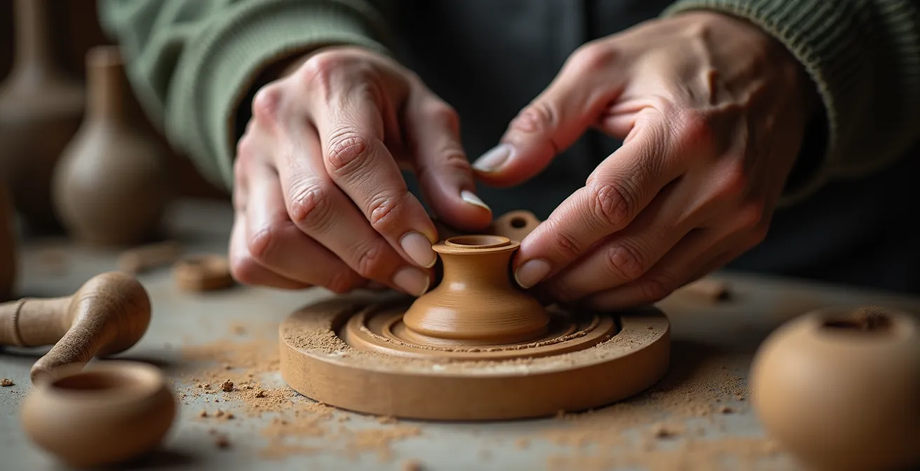 Local artisan demonstrating traditional craft technique in cooperative workshop