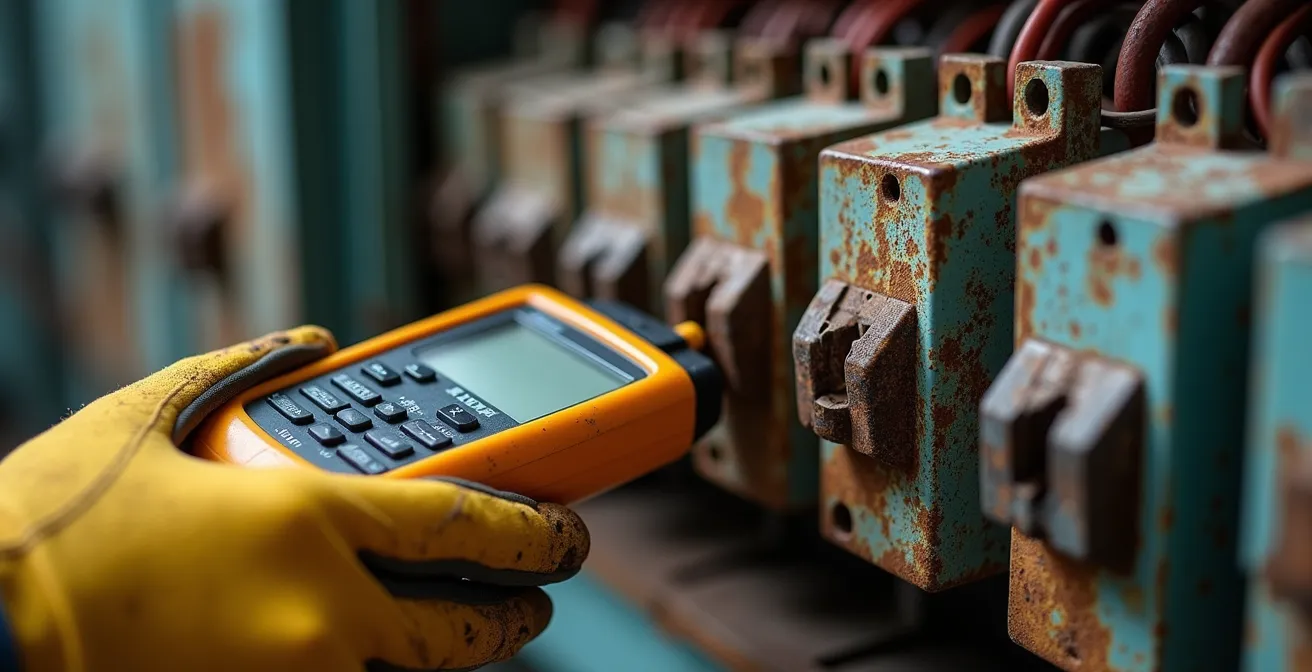 Professional close-up of residential electrical panel being inspected for EV charger compatibility