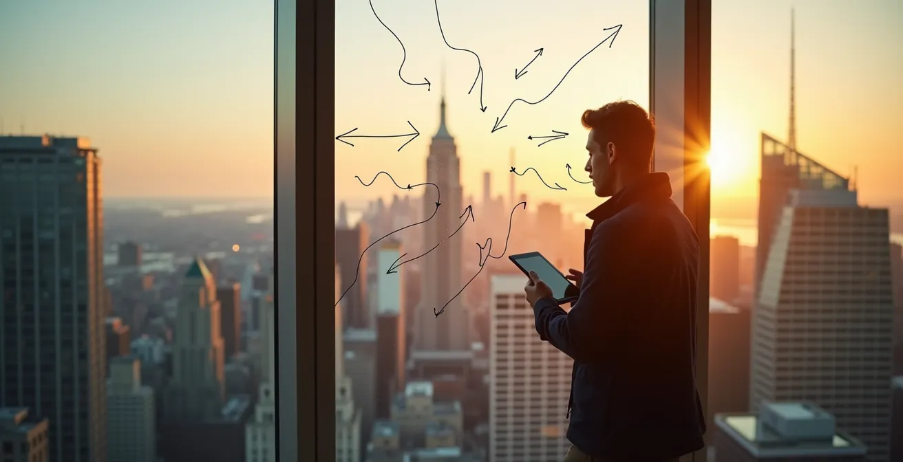 Business owner at decision point between different funding paths