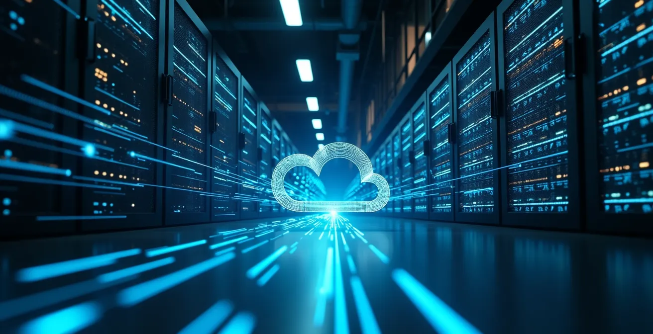 Industrial IoT network showing data flow from sensors through edge computing to cloud