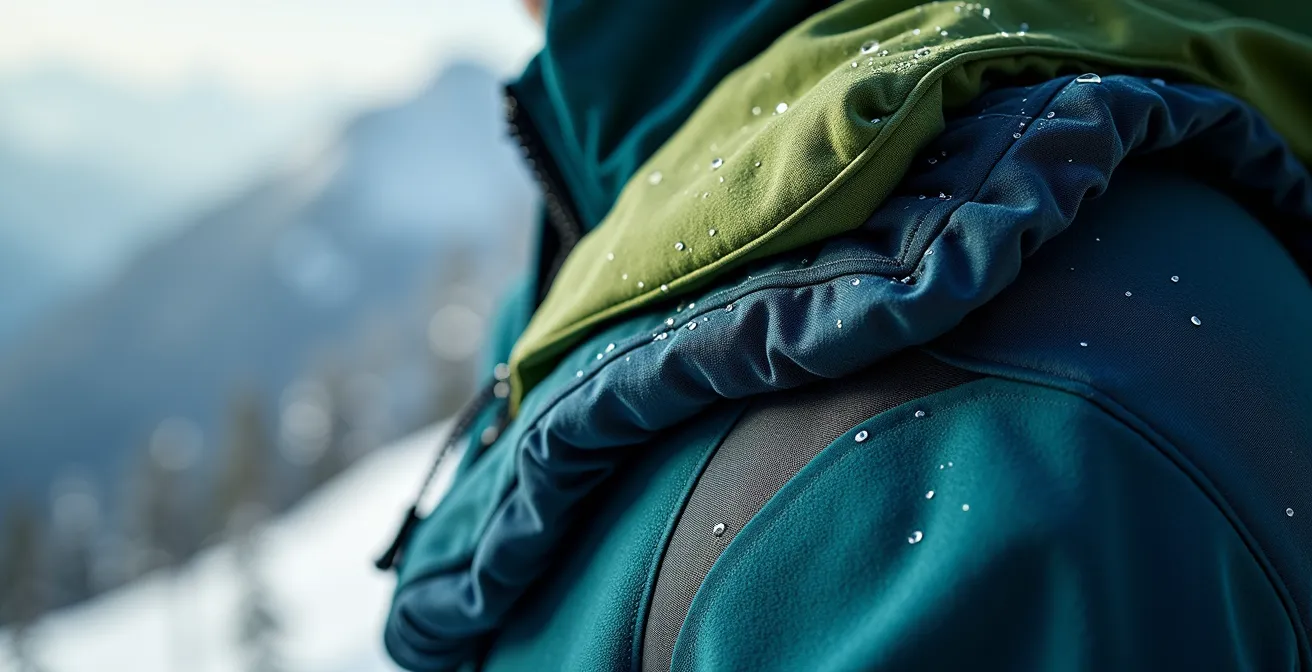 Detailed view of ultralight layering system components laid out systematically