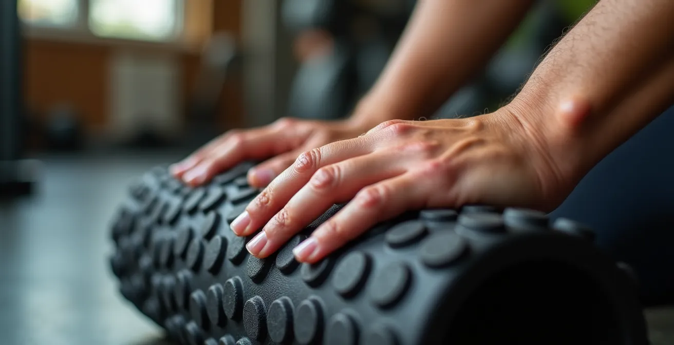 Athlete using foam roller during recovery week