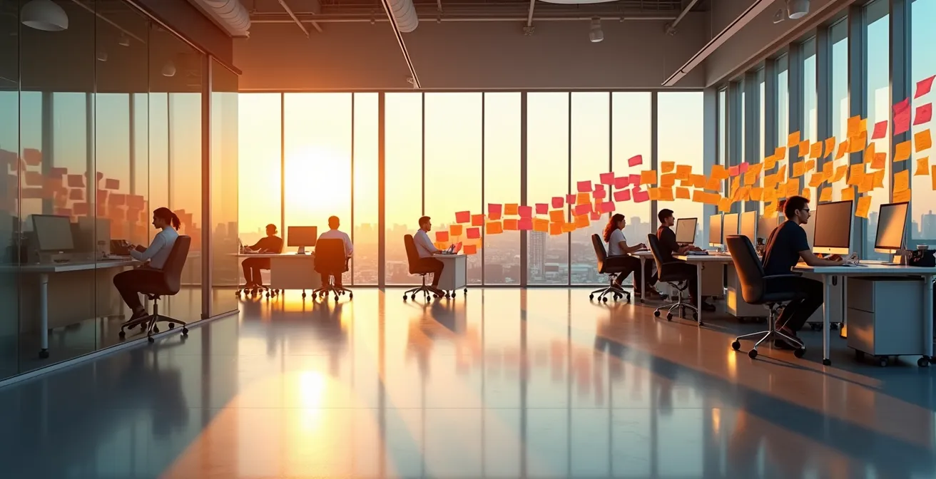 Abstract visualization of startup growth stages with milestone markers